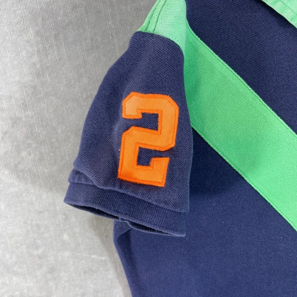 Ralph Lauren Kids Large The Skinny Navy Green Stripe‎ Polo Shirt